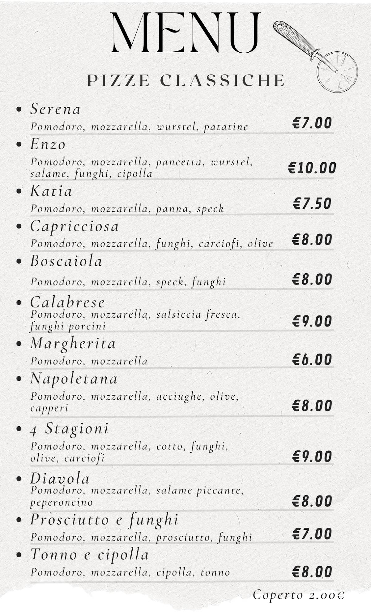 Menu di Ristorante Pizzeria Cristian 