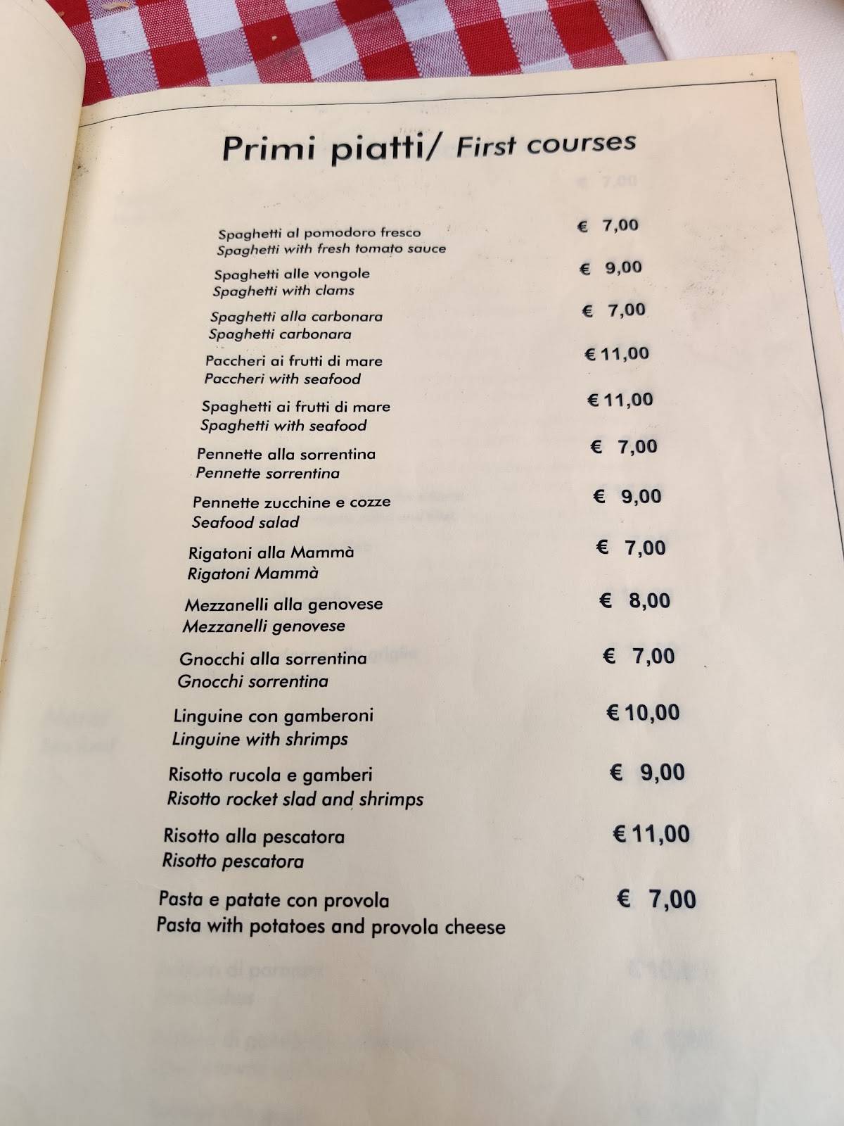 Menu di Ristorante Pizzeria Da Gigino 