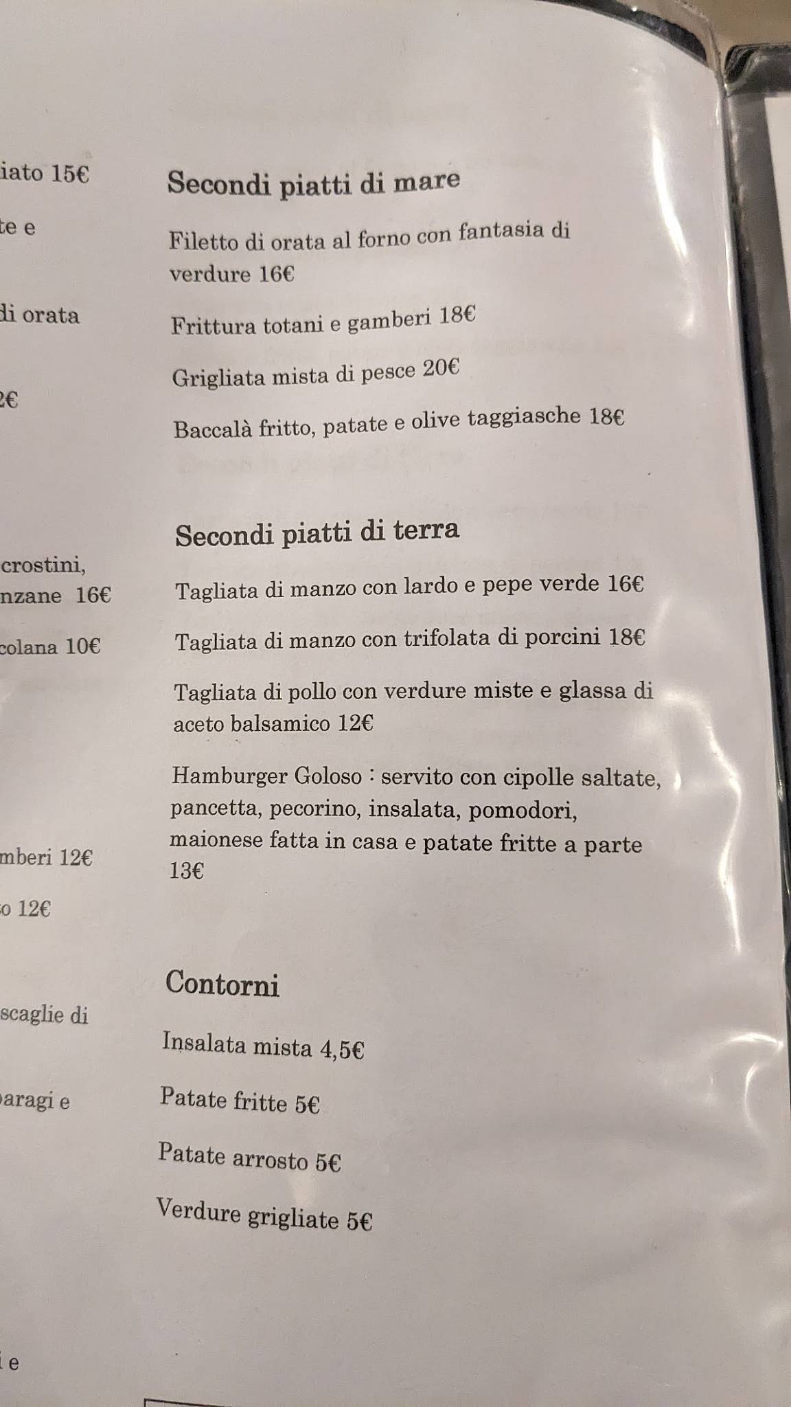 Menu di Ristorante Pizzeria Da Meme 