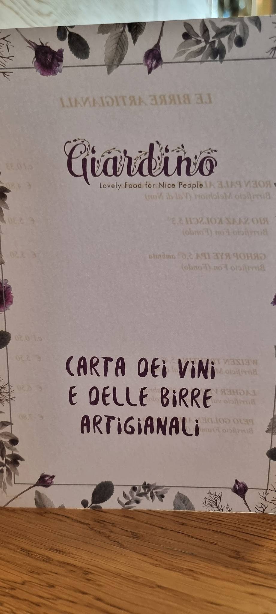 Menu di Ristorante Pizzeria Giardino 