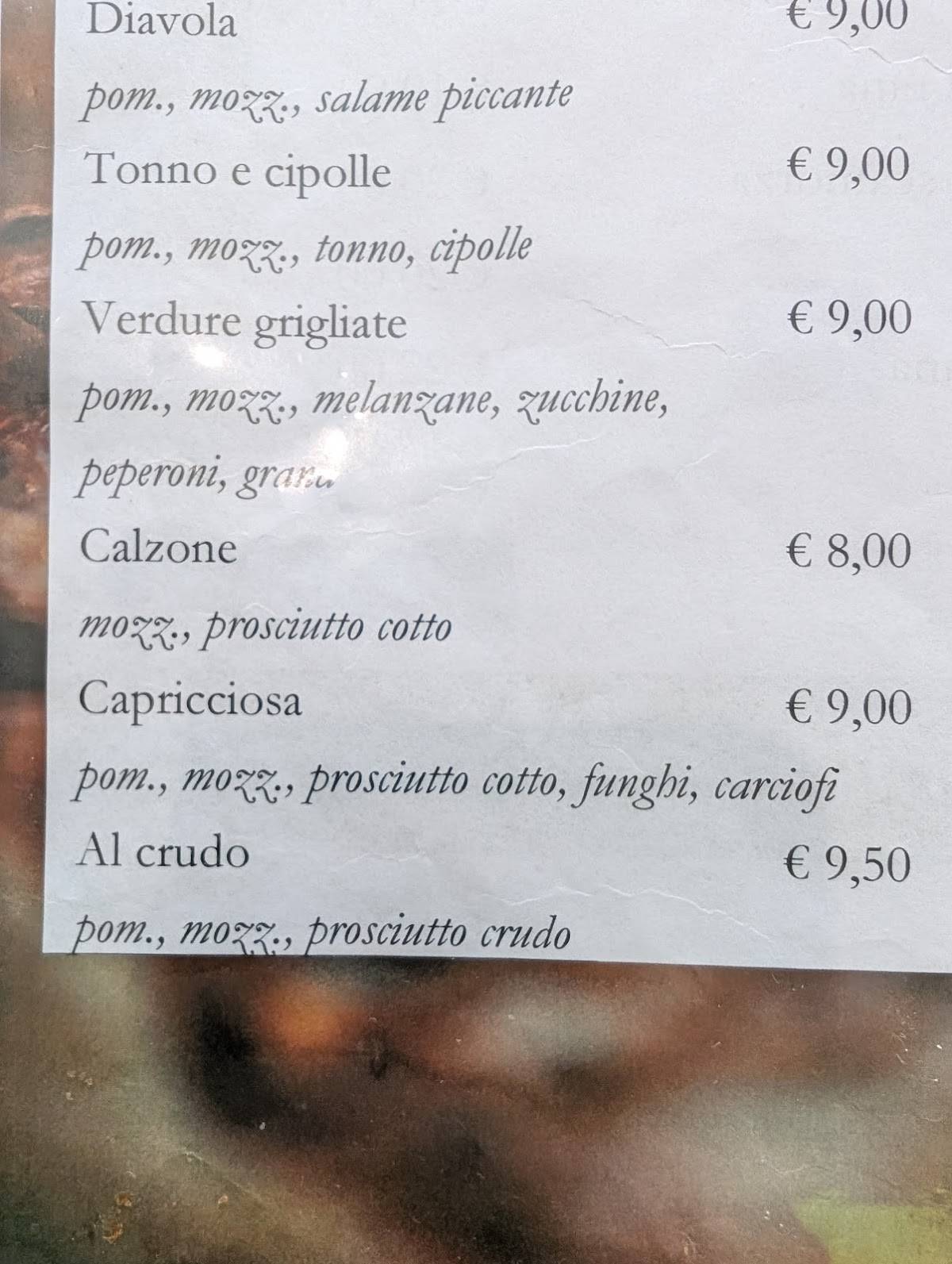 Menu di Ristorante Pizzeria La Conchiglia 