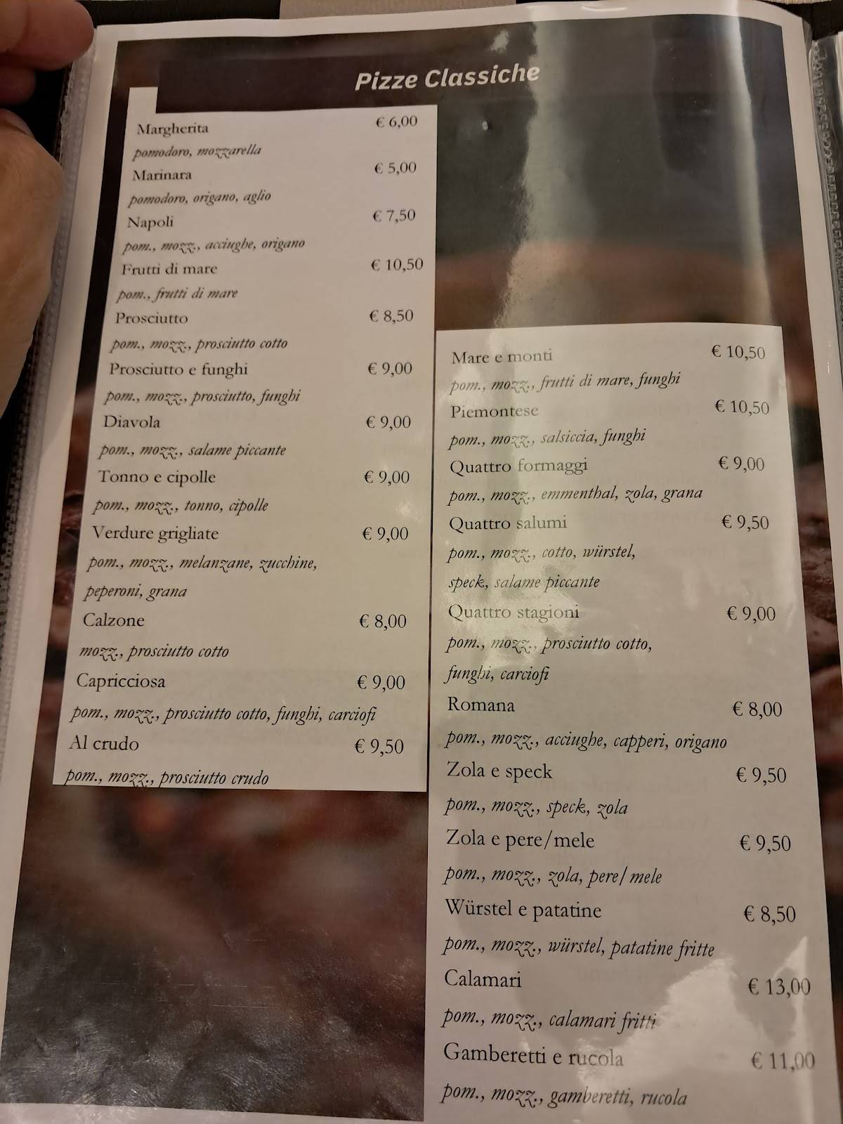 Menu di Ristorante Pizzeria La Conchiglia 