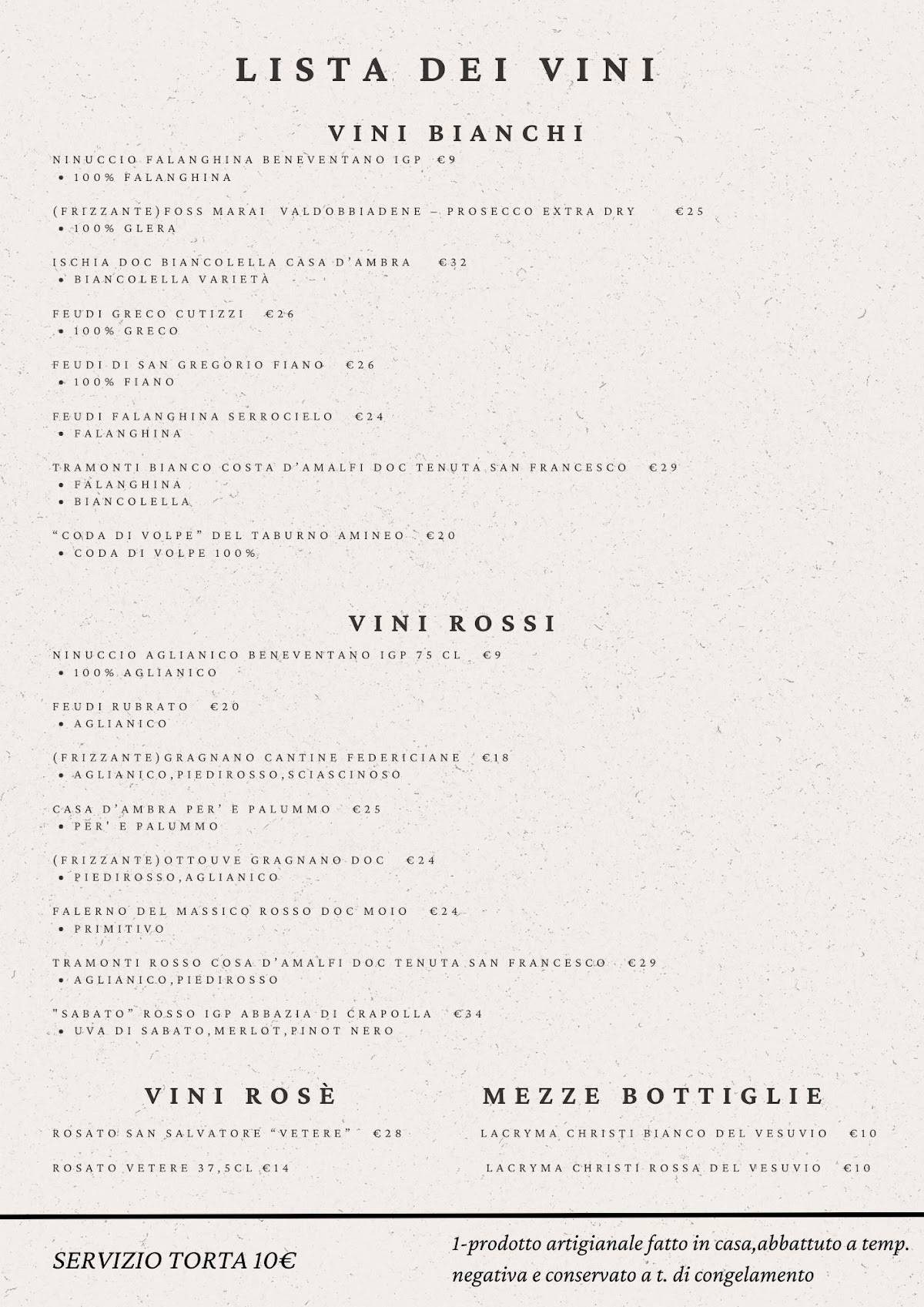 Menu di Ristorante Pizzeria Ninuccio Meta 