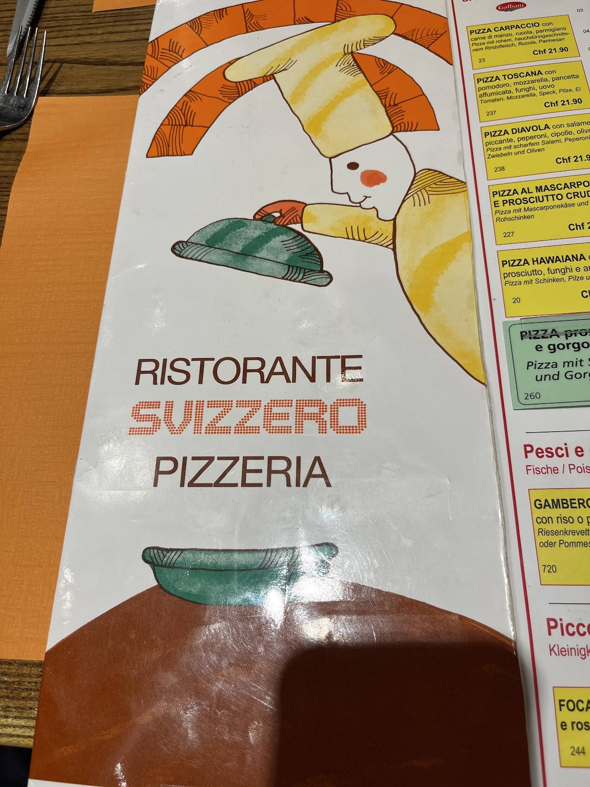 Menu di Ristorante - Pizzeria Svizzero 