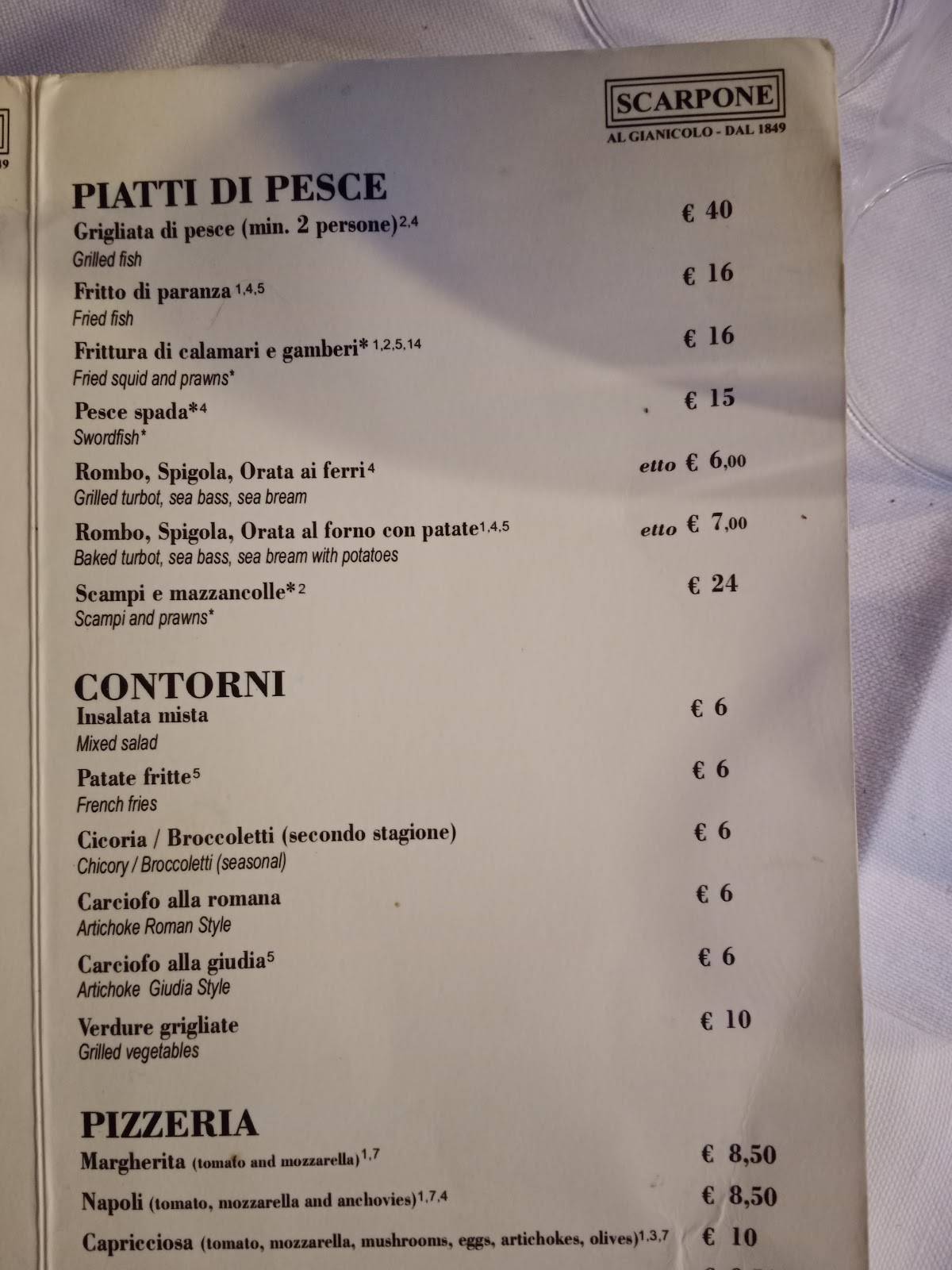 Menu di Ristorante Scarpone 