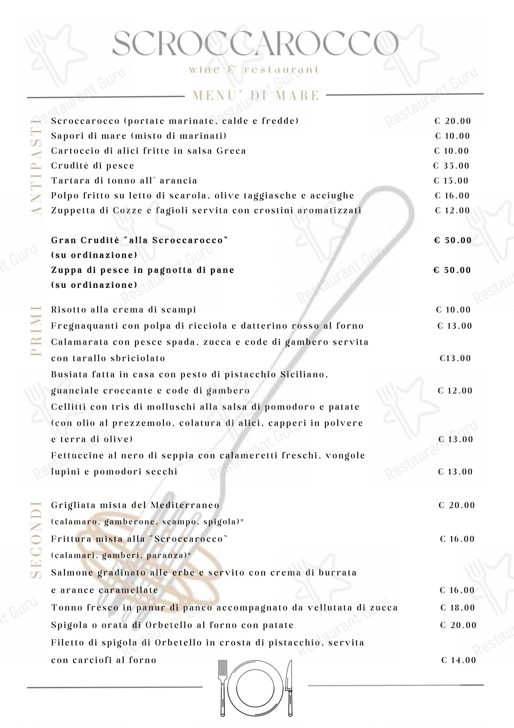 Menu per Ristorante Scroccarocco in Segni
