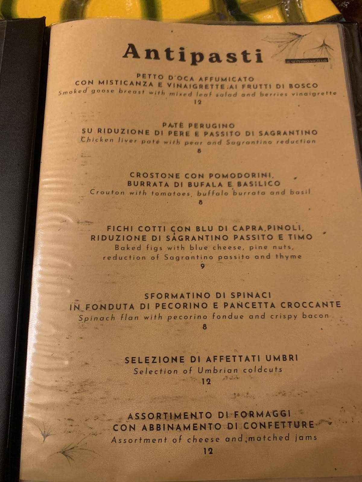 Menu di Ristorante Settimo Sigillo 