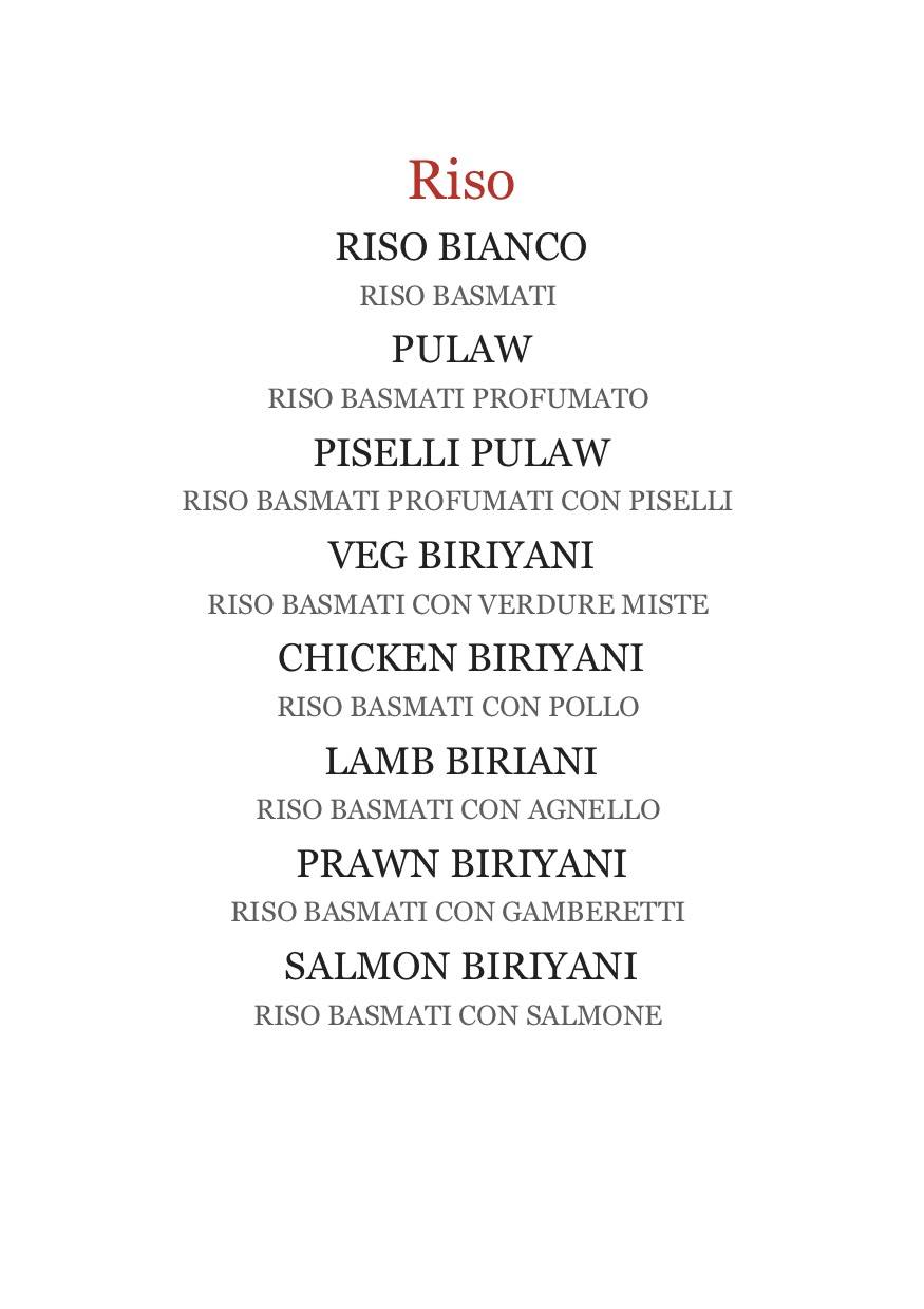 Menu di Ristorante Shiva Chiasso 