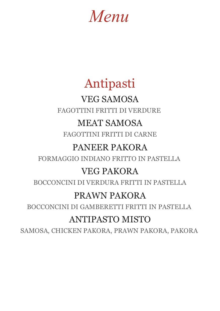 Menu di Ristorante Shiva Chiasso 