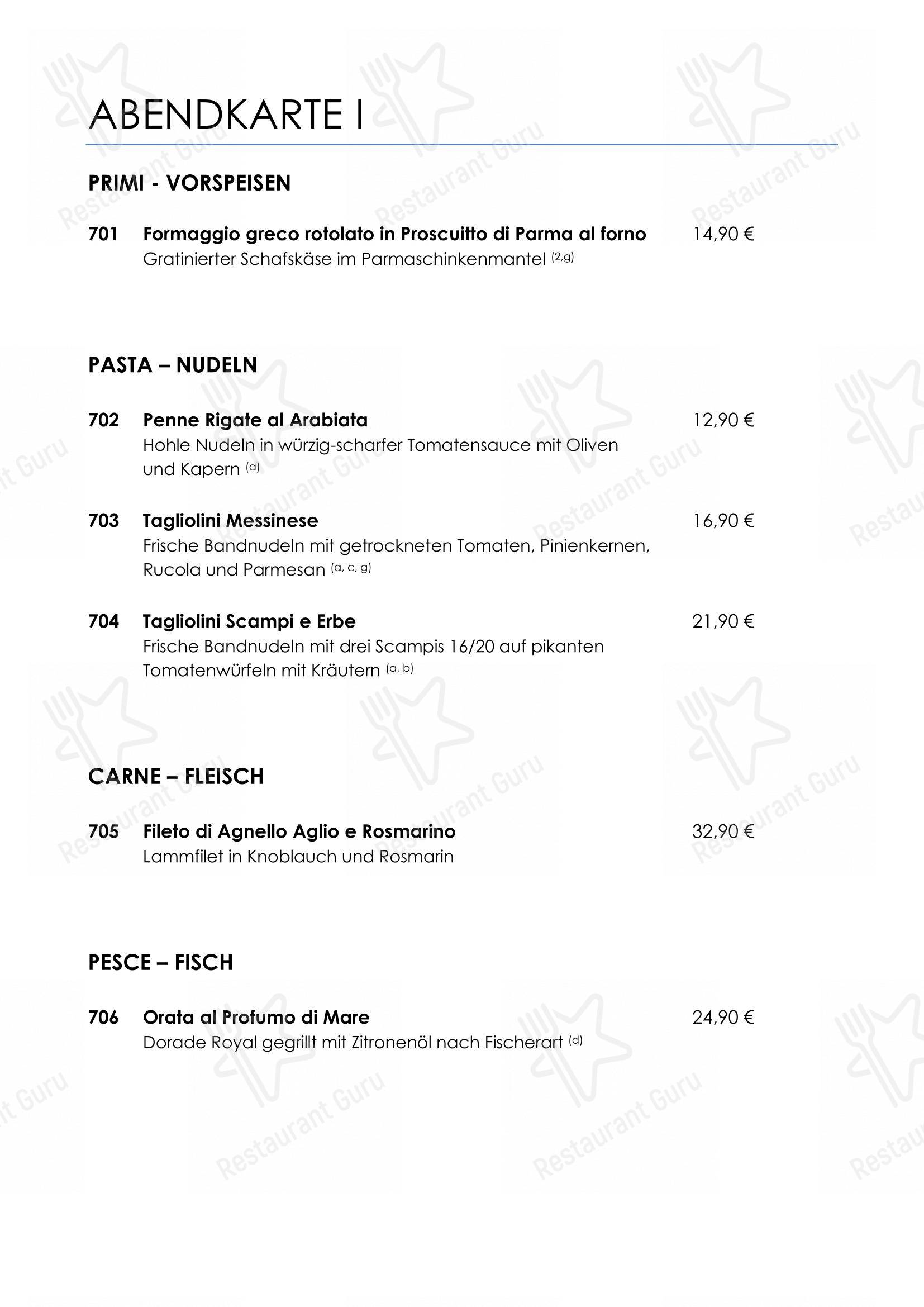 Menu pour Ristorante Toscanini - Menu