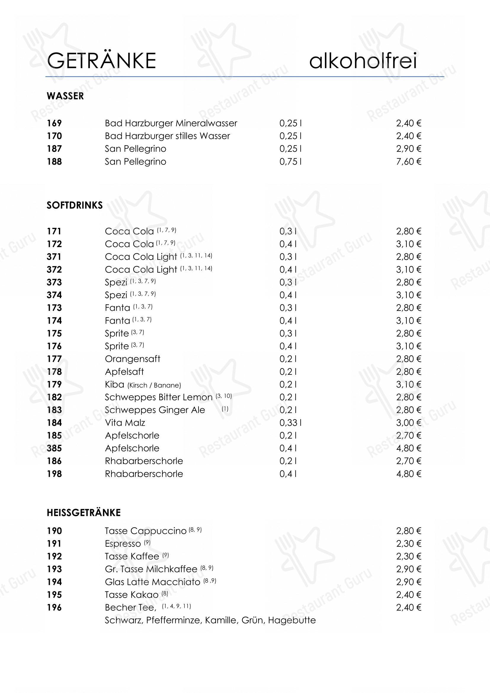 Menu pour Ristorante Toscanini - Menu