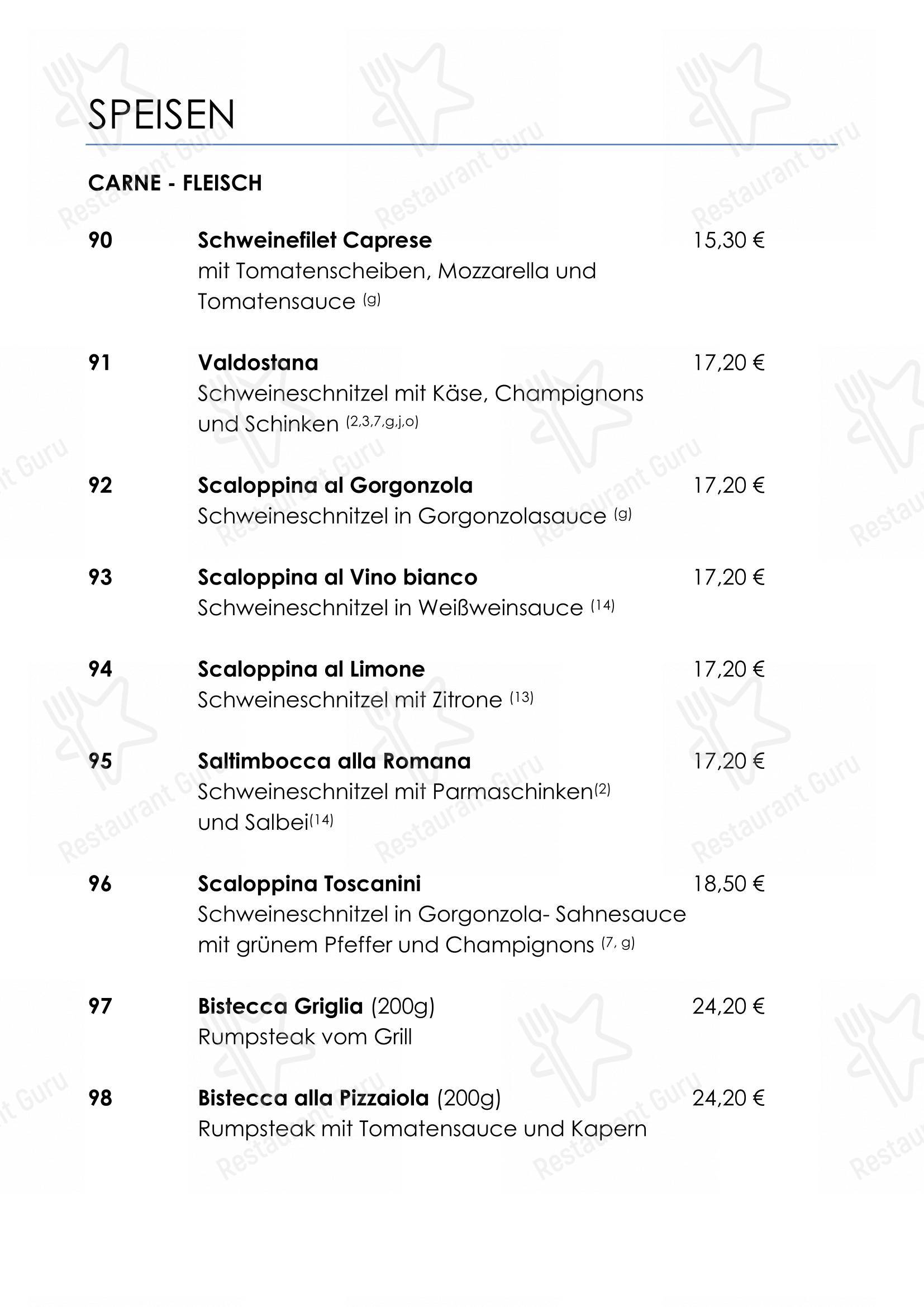 Menu pour Ristorante Toscanini dans Hanovre