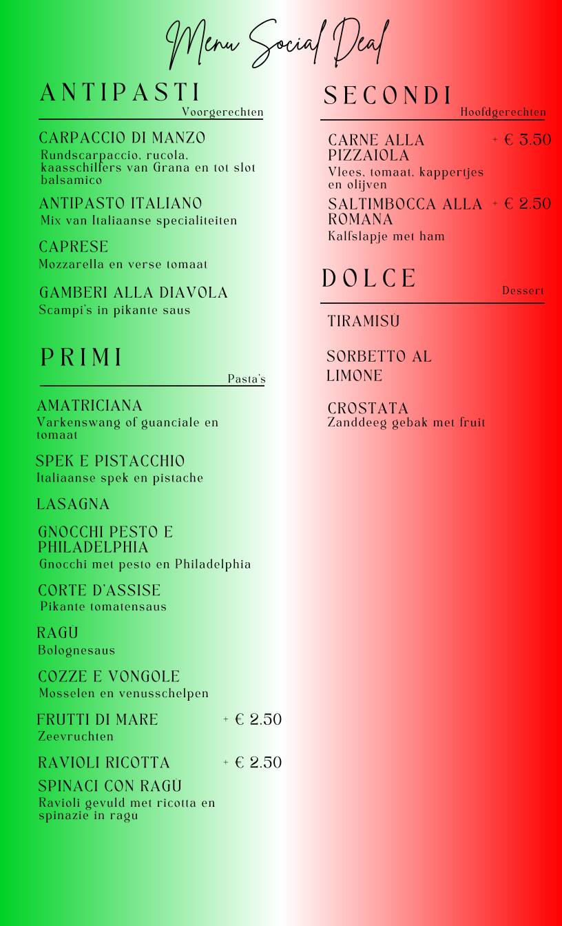 Menu de Ristorante da Paolo "NUOVA GESTIONE"
