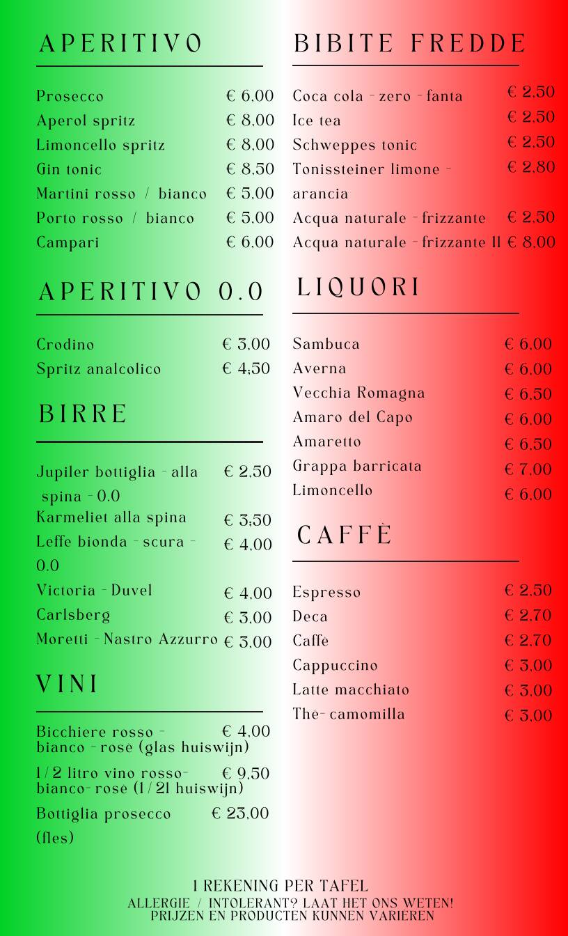 Menu de Ristorante da Paolo "NUOVA GESTIONE"