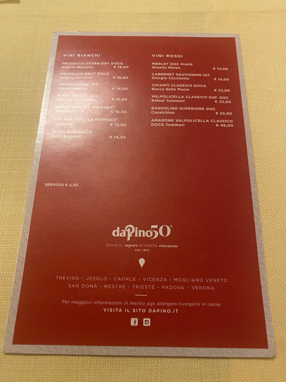 Menu di da Pino Mestre 