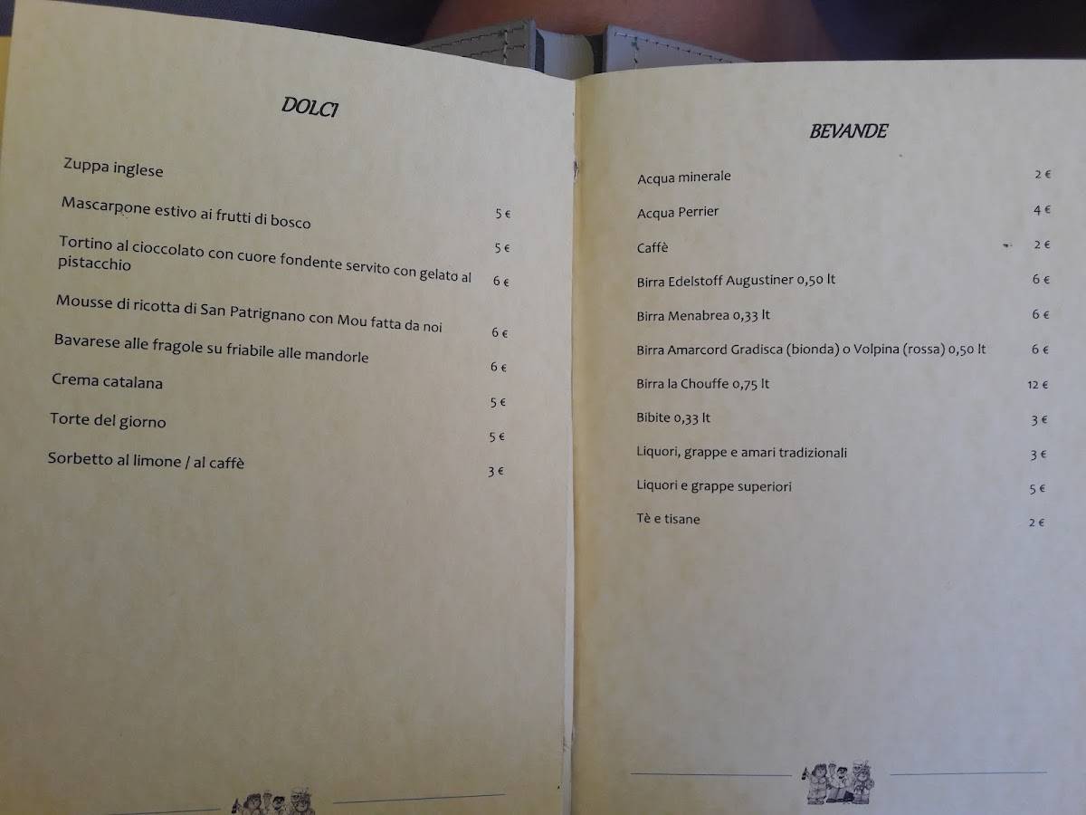 Menu di Ristorante “Dalla Maria”, 
