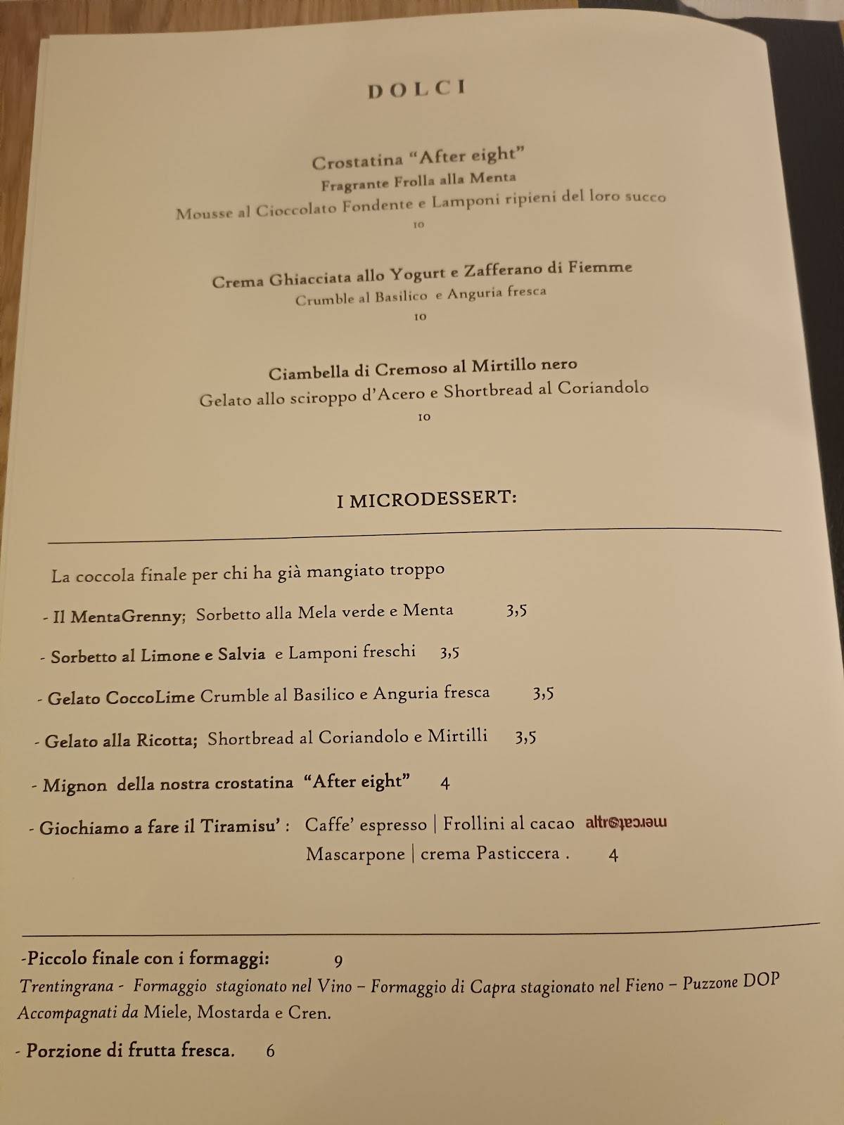 Menu di Ristorante 'l Bortoleto 