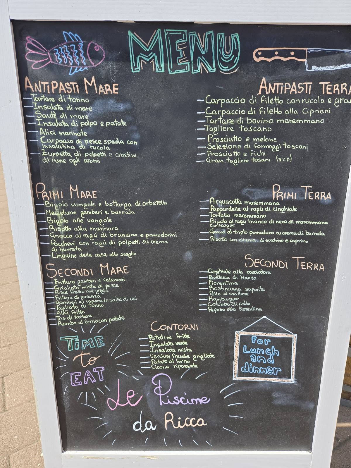 Menu di Ristorante le Piscine dal Ricca 