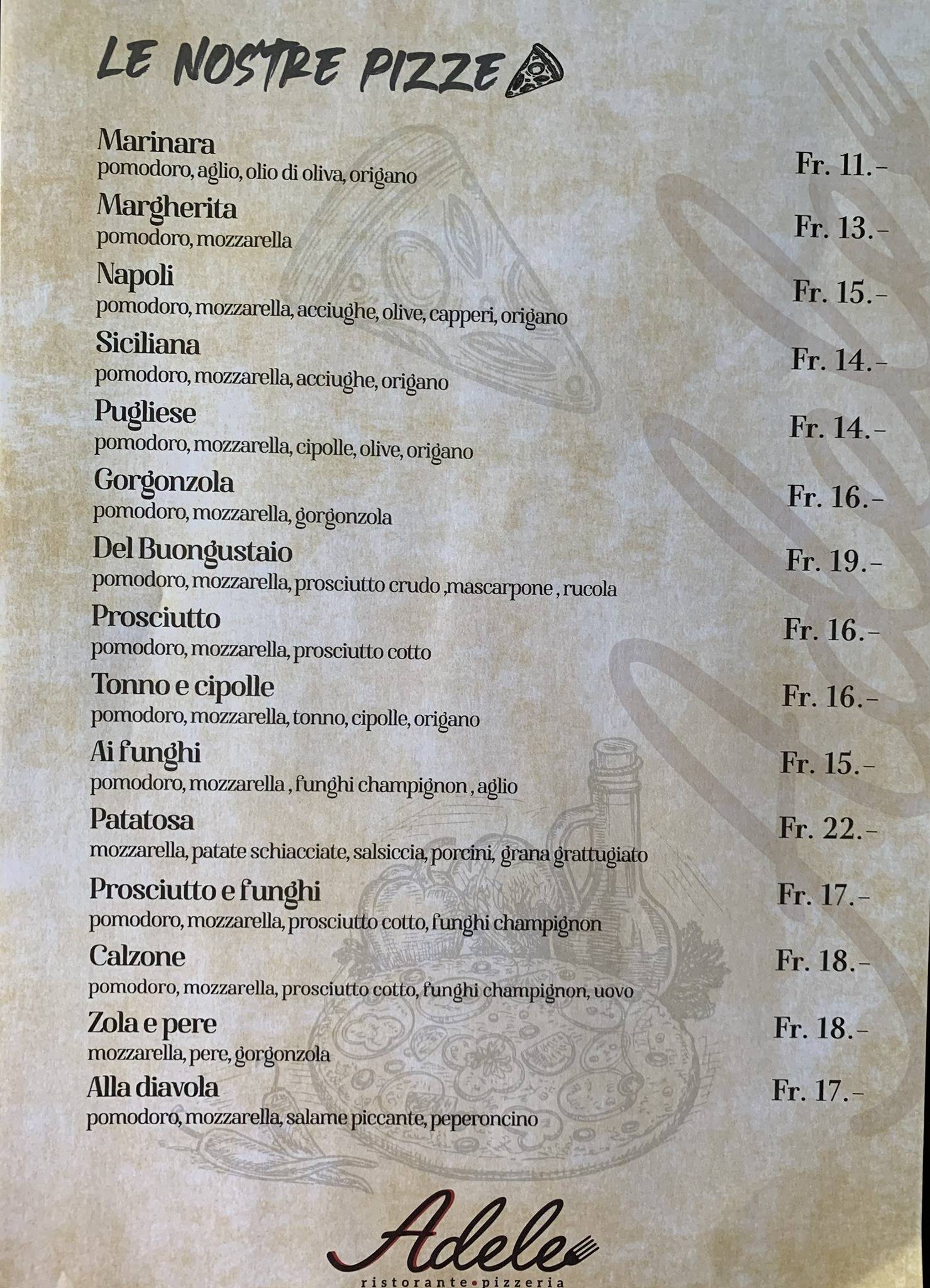 Menu di Ristorante Pizzeria Adele 