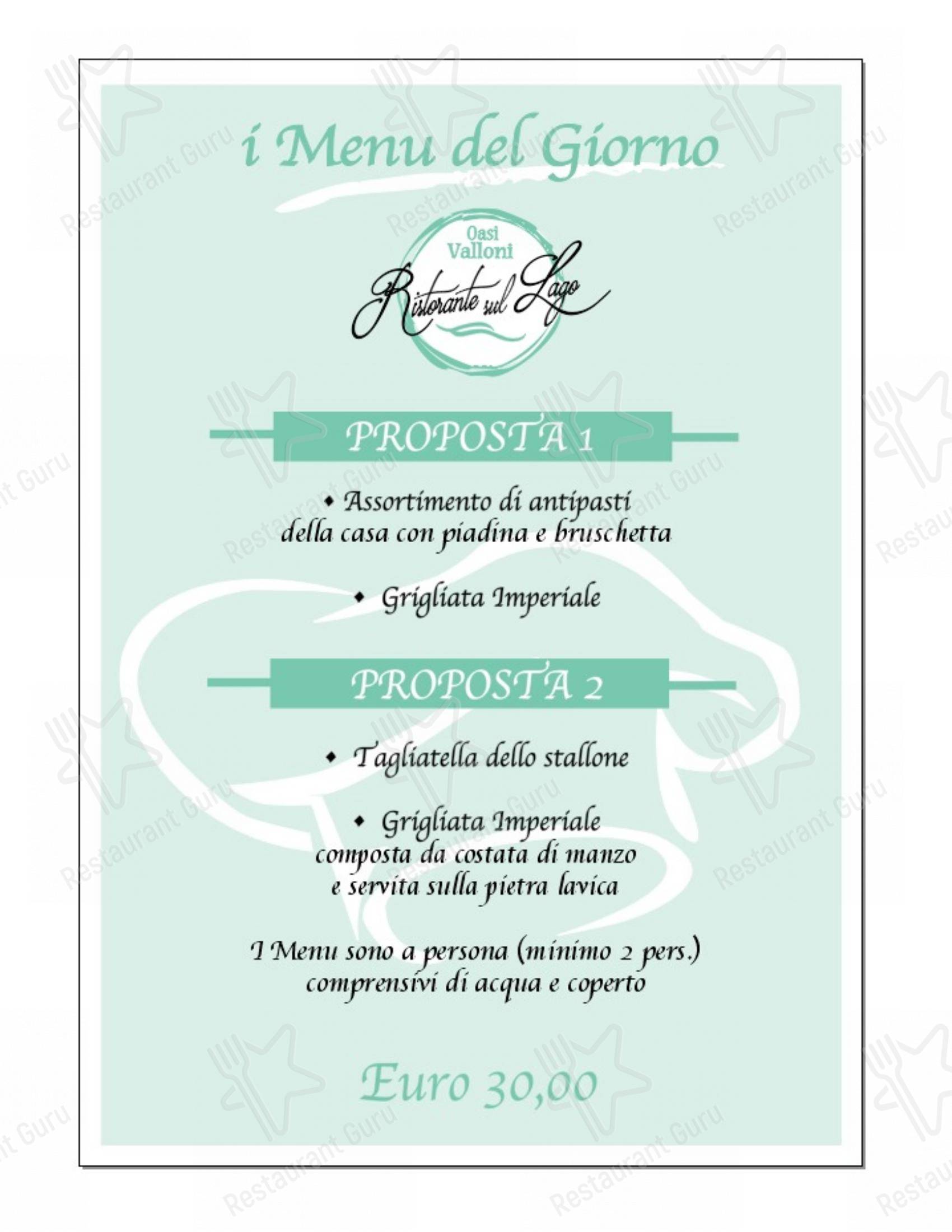 Menu di Ristorante sul Lago da Marco e Barbara - Menu