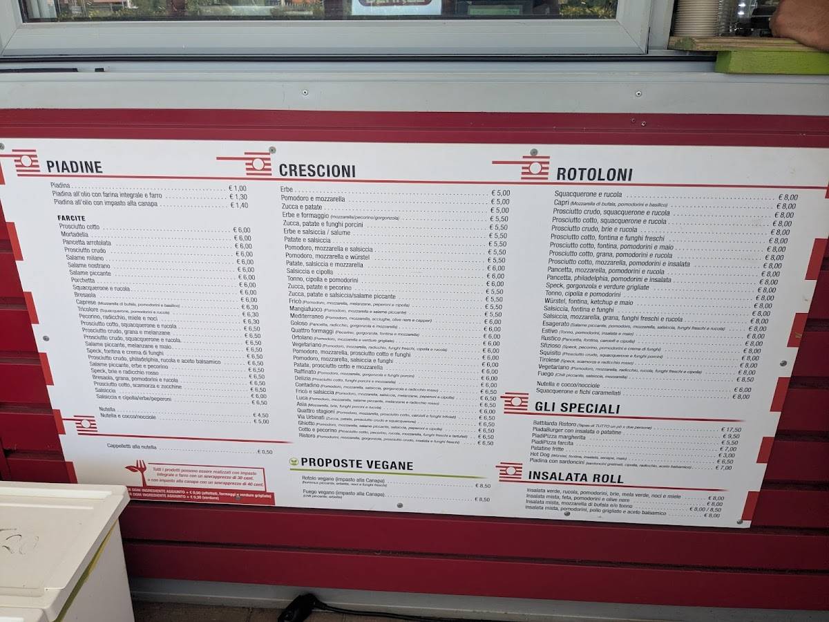Menu di Ristoro Piadineria 