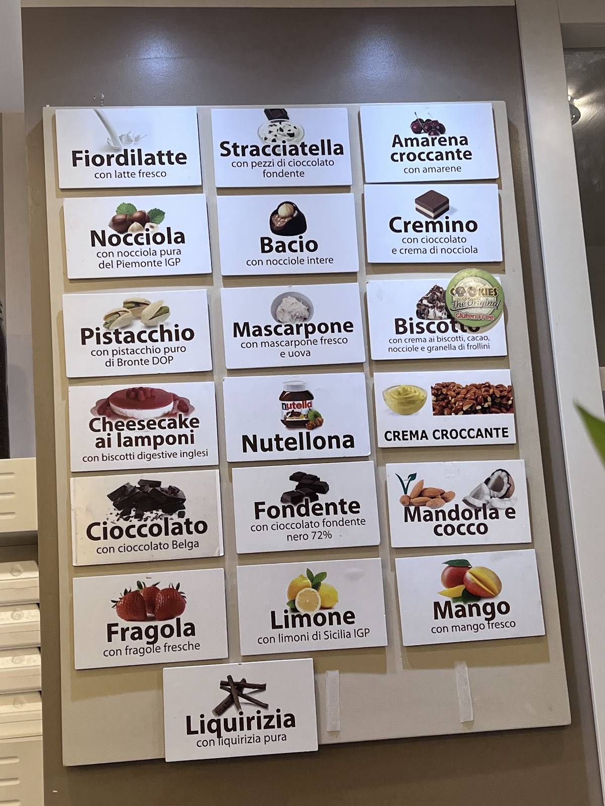 Menu di Cremeria del Mare 