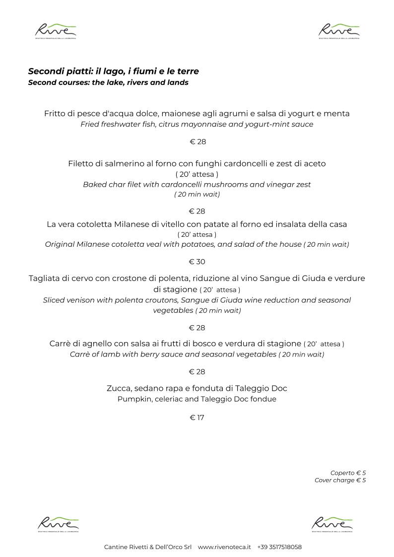 Menu di Rive Enoteca 