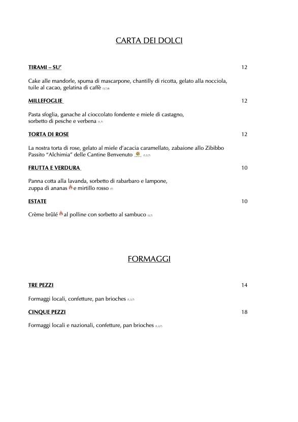 Menu di Locanda Sensi 