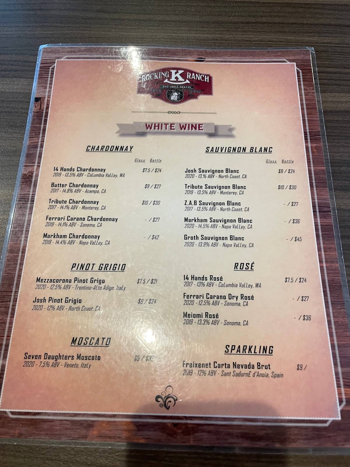 Menu at Rocking K Ranch pub & bar, Hemet