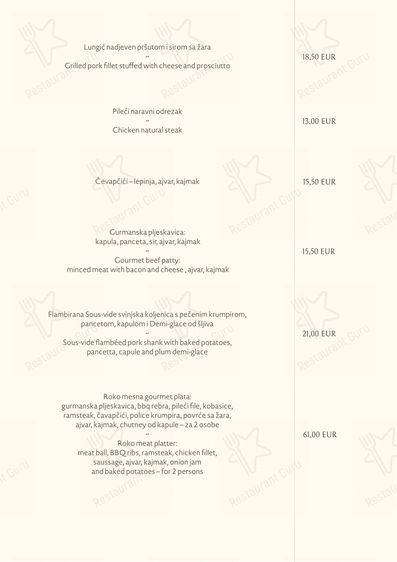 Roko in Abbazia - Menu