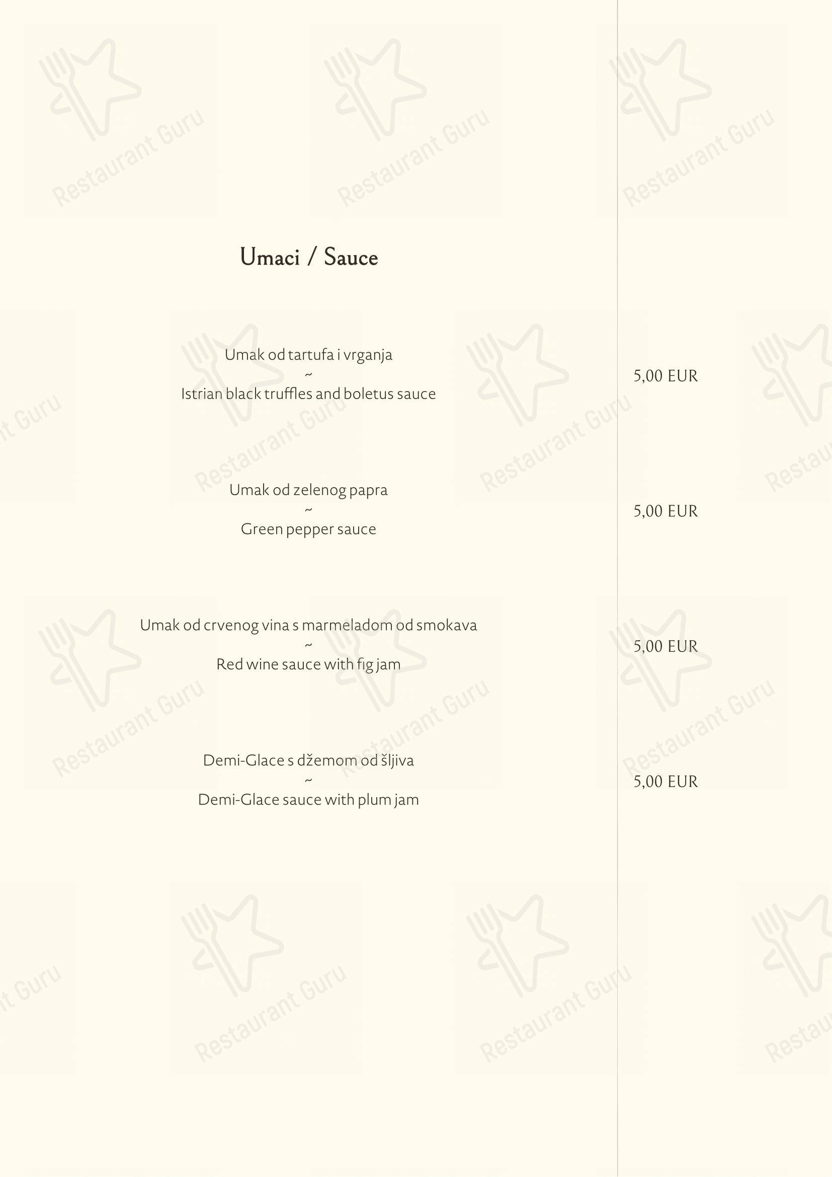 Roko in Abbazia - Menu