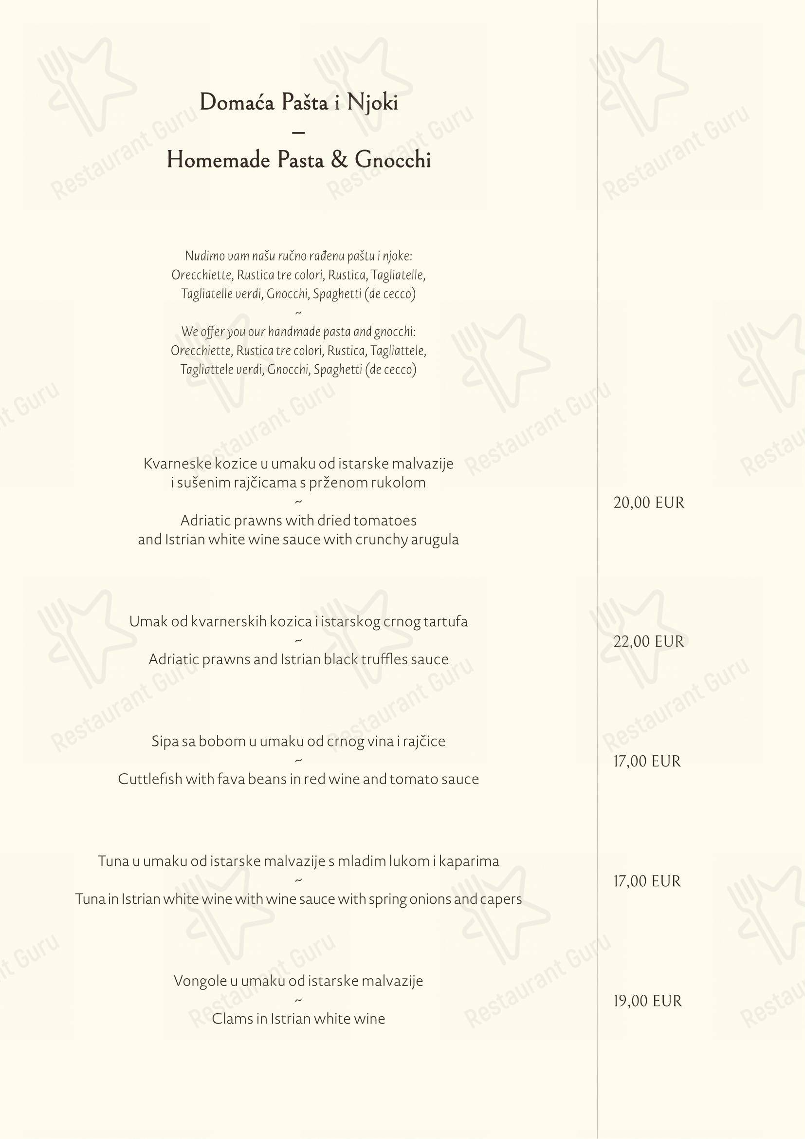 Menu per Roko ristorante