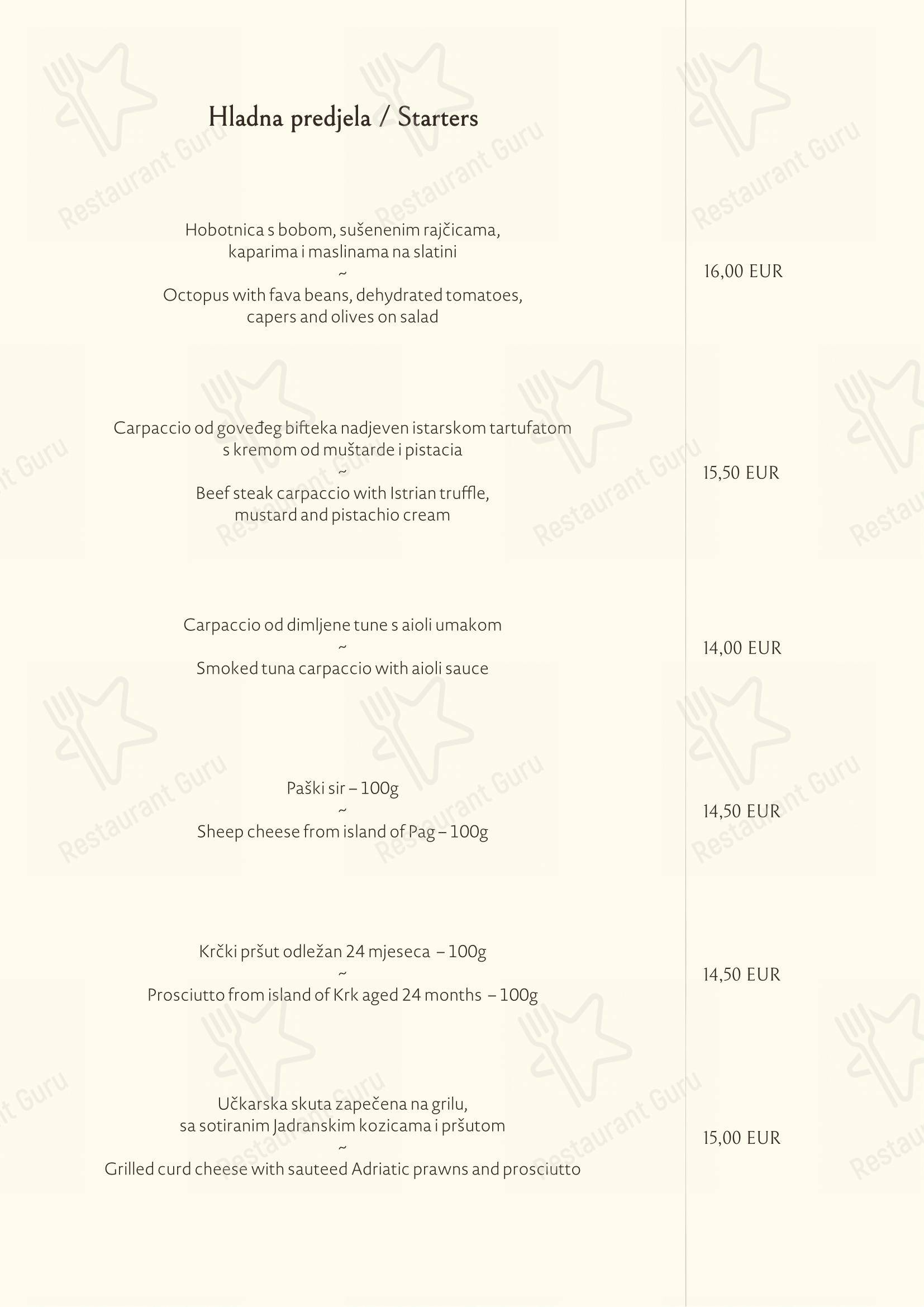 Roko in Abbazia - Menu