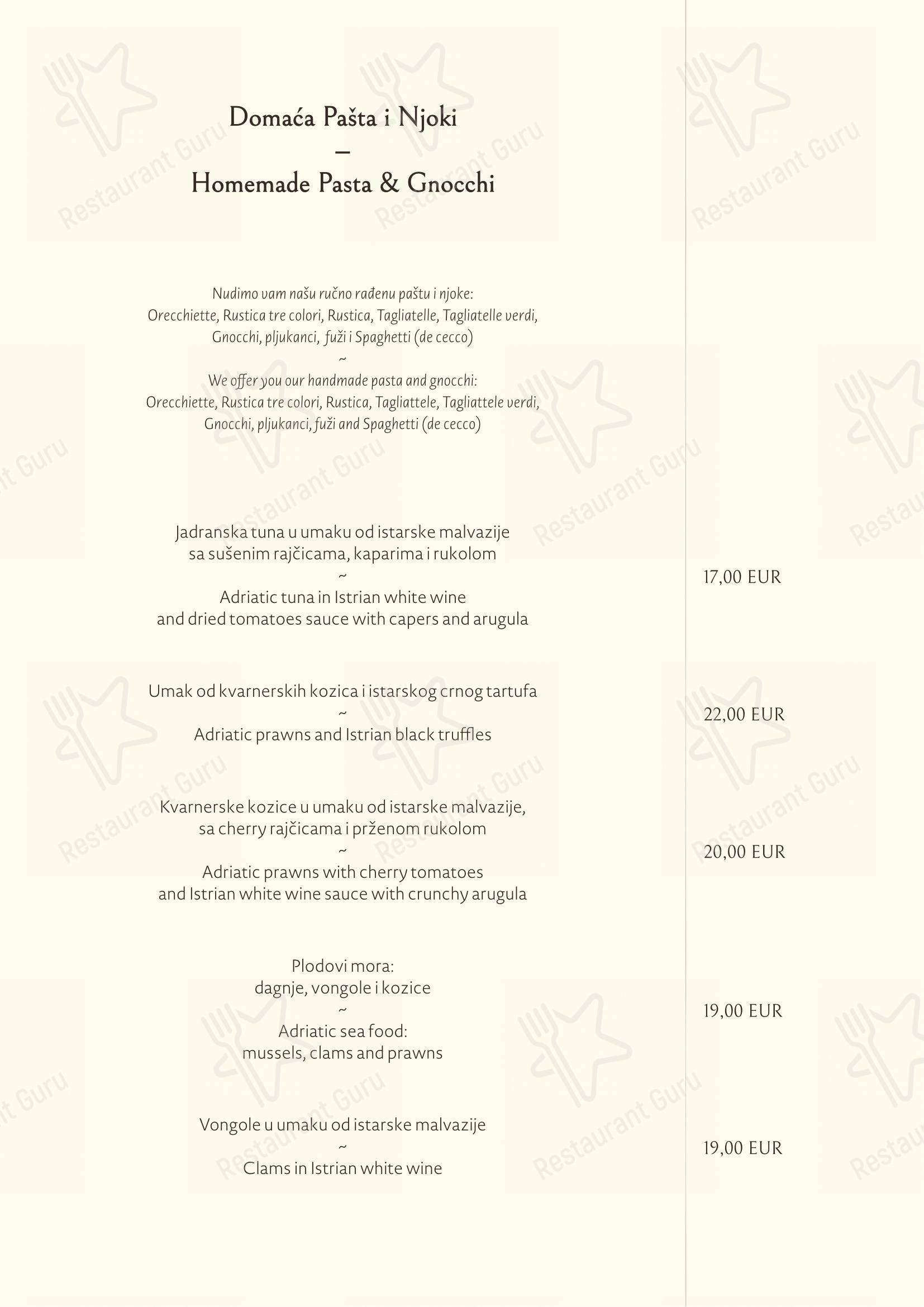 Roko in Abbazia - Menu bar