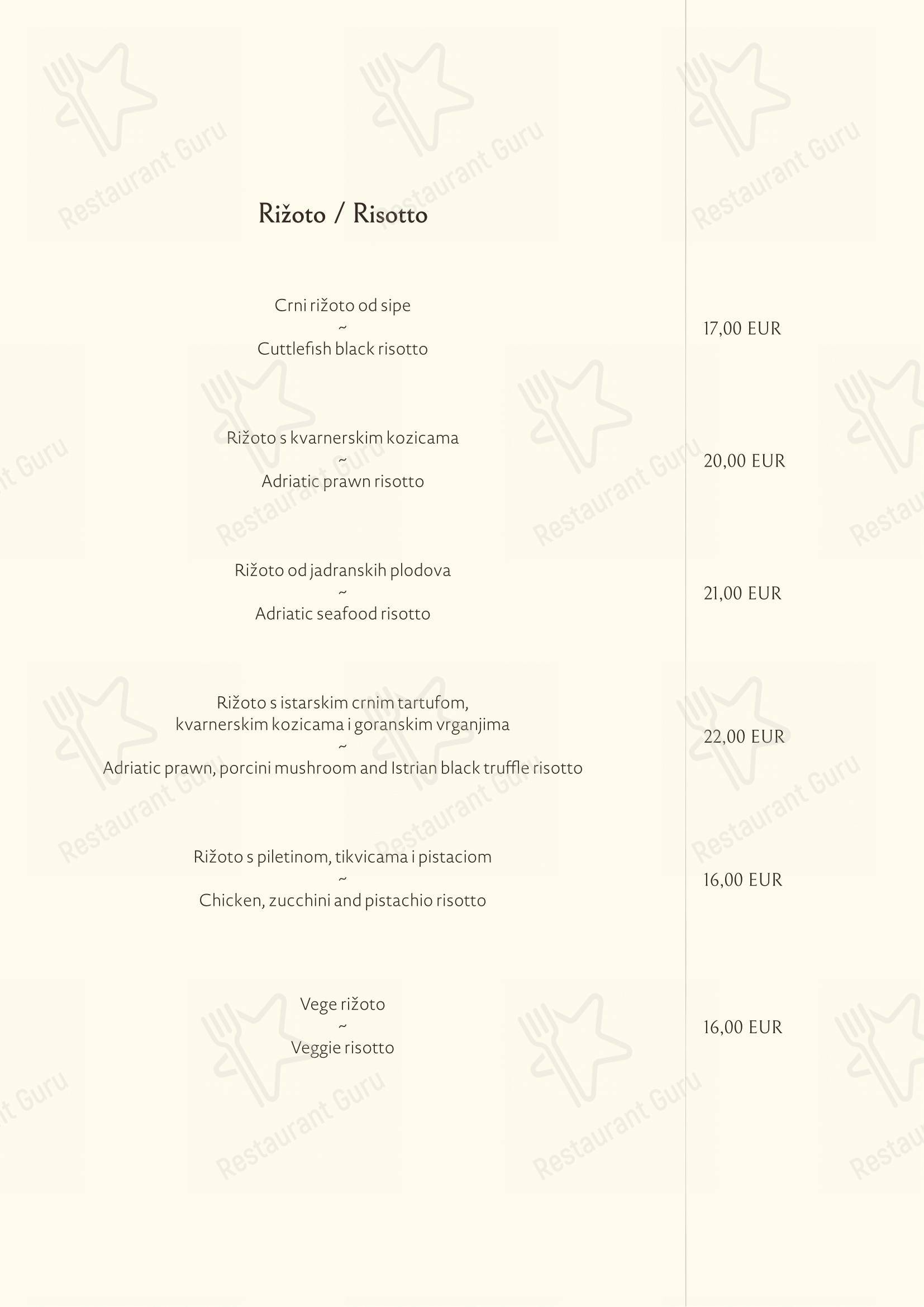 Menu per Roko in Abbazia