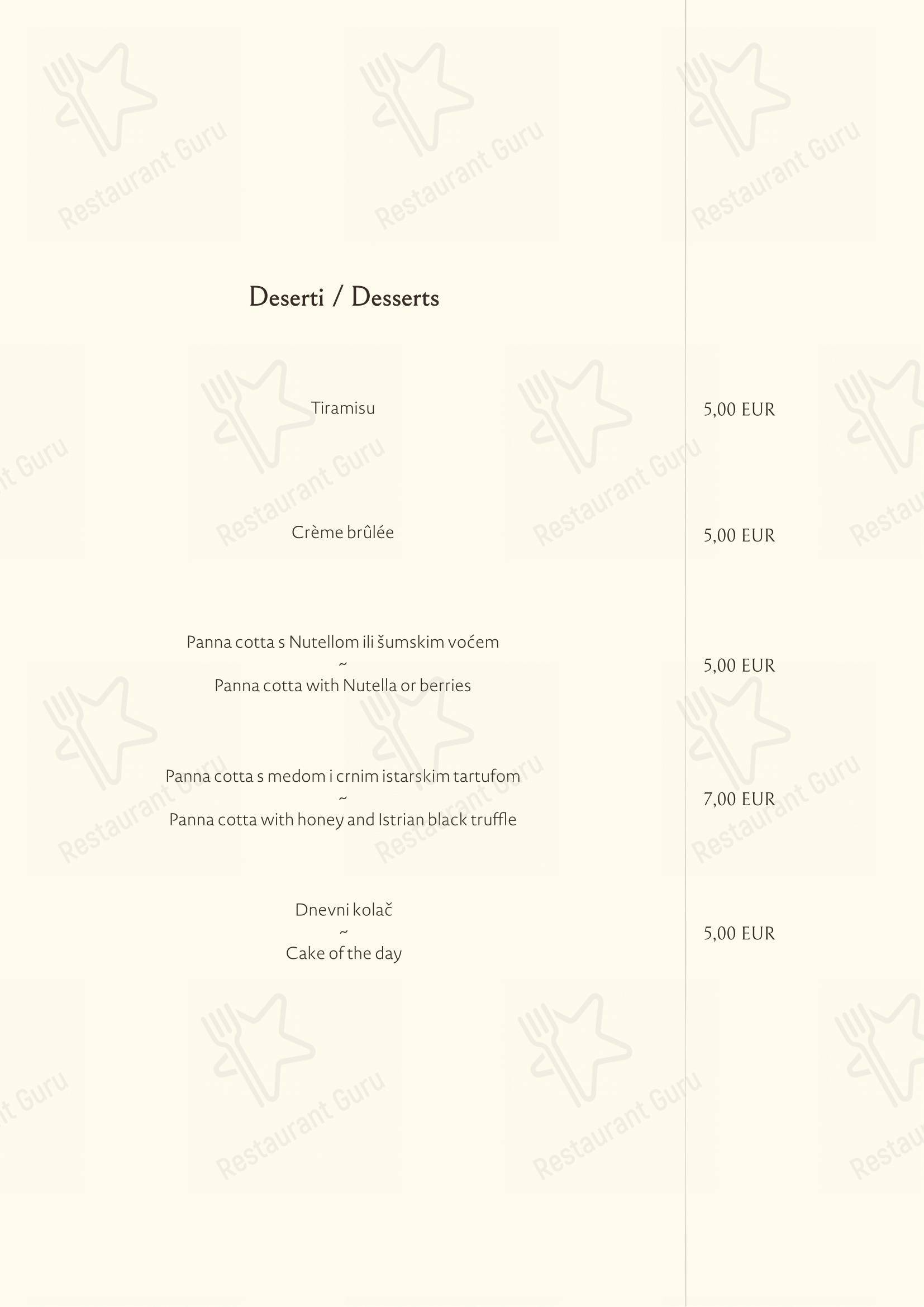 Roko in Abbazia - Menu bar