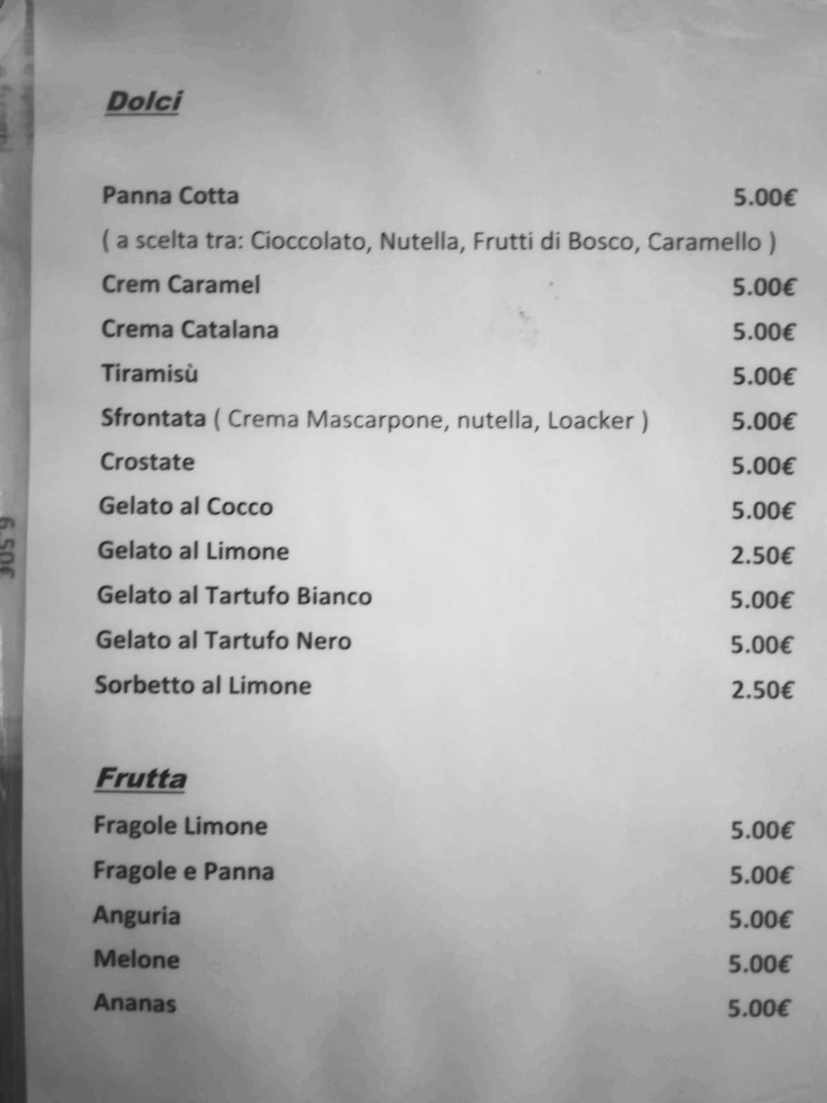 Menu di Gli Sfrontati 