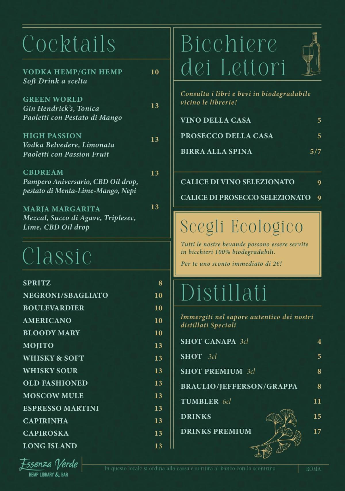 Menu di Caffè & Libri – Coffee Bar, Cocktails & Books 