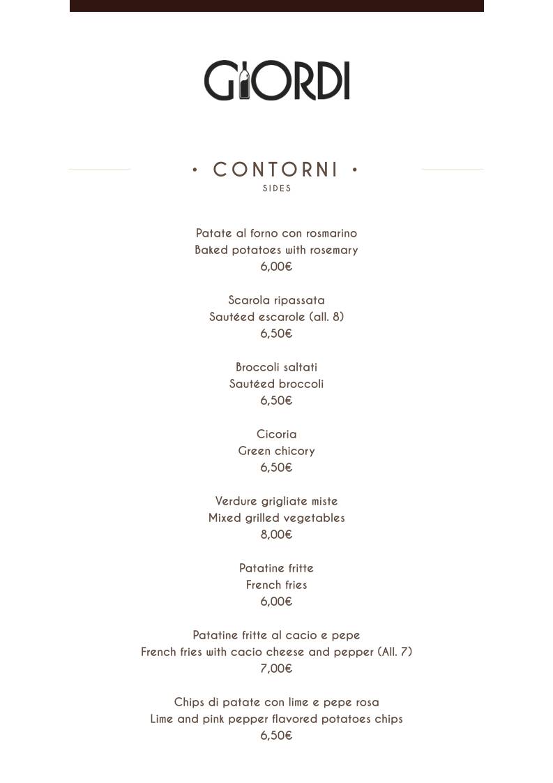 Menu di Giordi Ristorante 