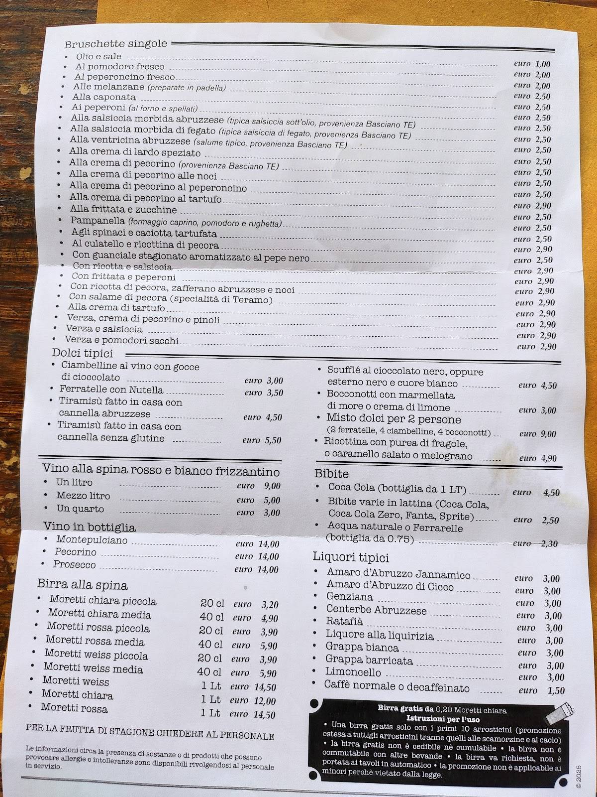 Menu di L'arrosticinaro 