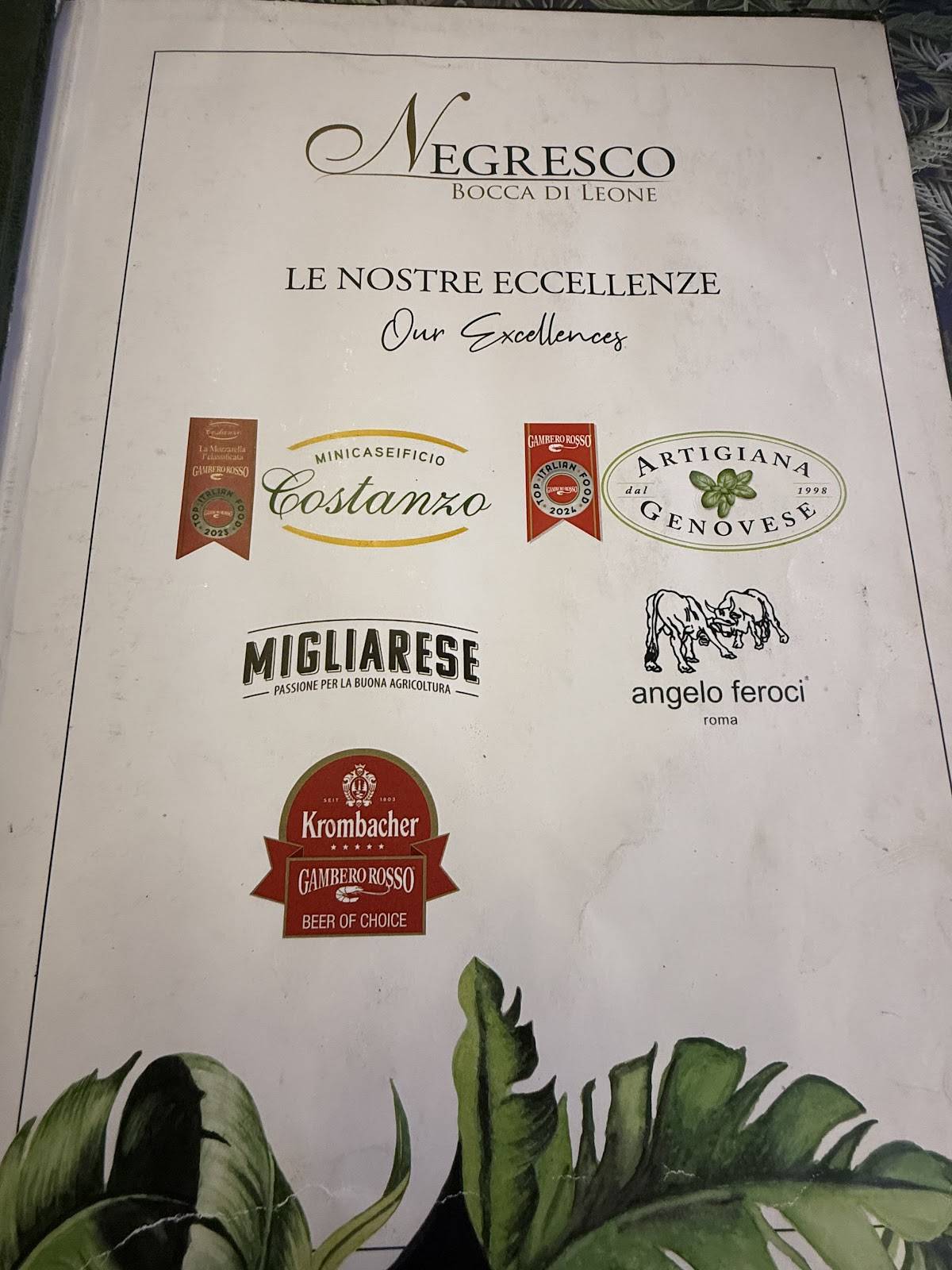 Menu di Negresco Bocca di Leone 