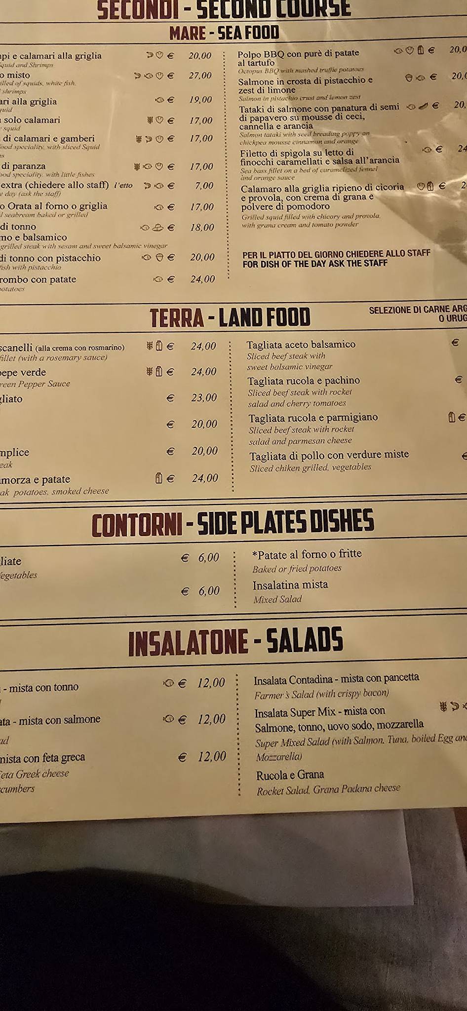Menu di Osteria Toscanelli 