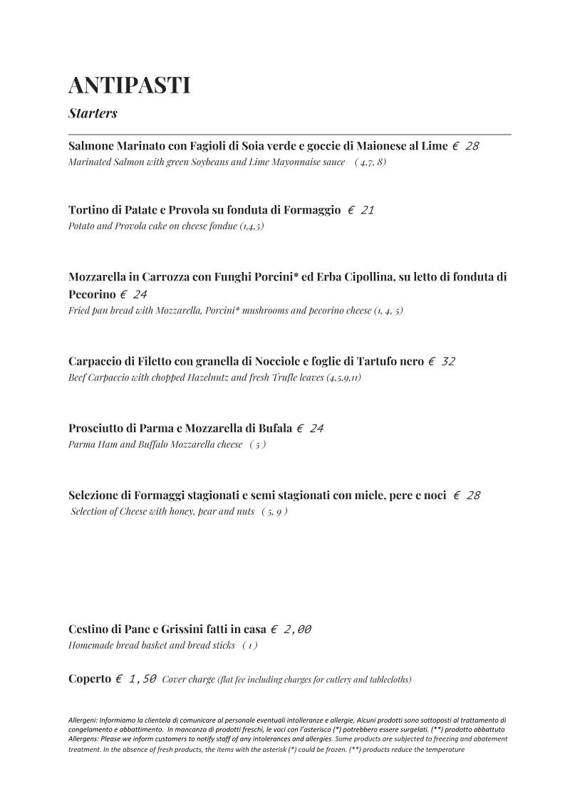 Menu di Ristorante Cotto - Dharma Group 