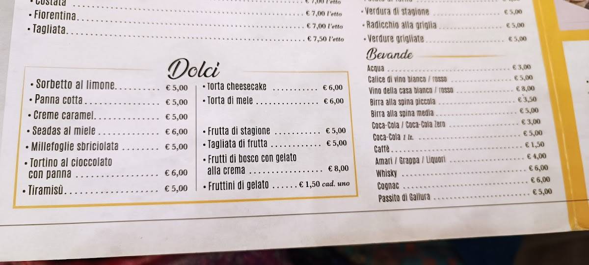Menu di Ristorante Sa Tanca 