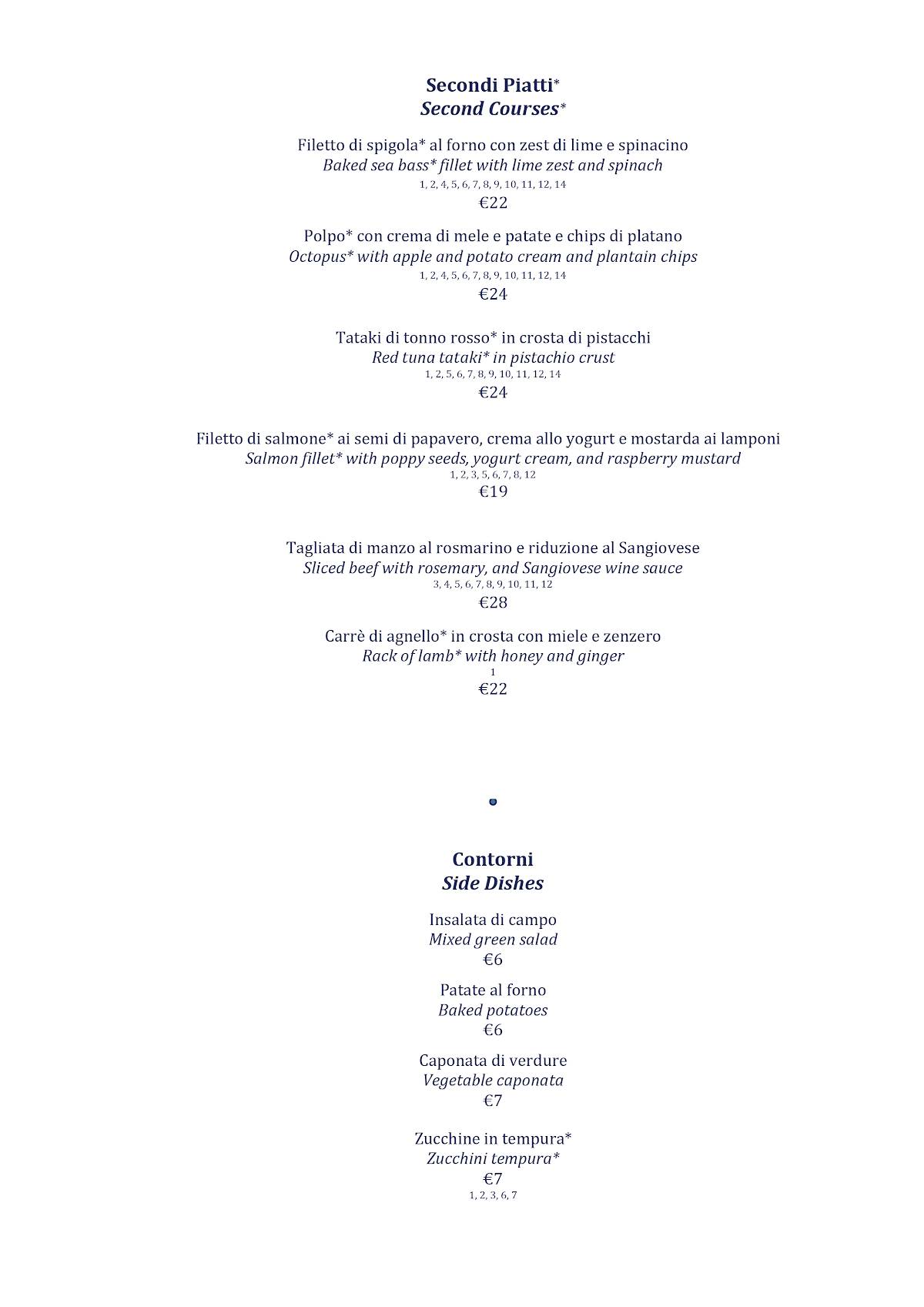 Menu di Terrazza Flavia 