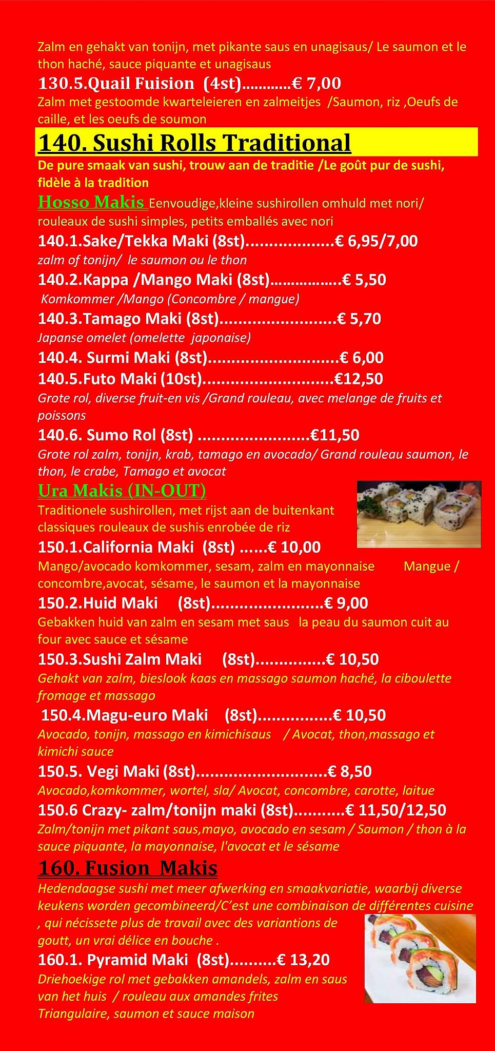 Menu de MISO SUSHI