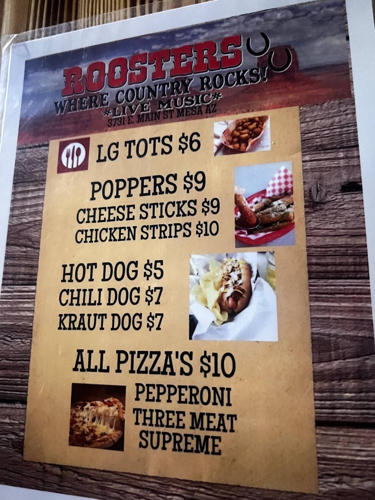 Menu at Roosters Country pub & bar, Mesa