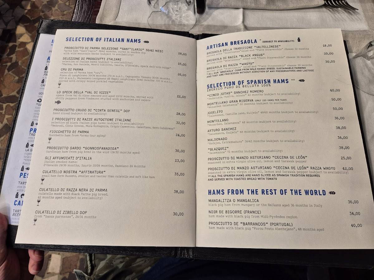 Menu de Roscioli Salumeria con Cucina