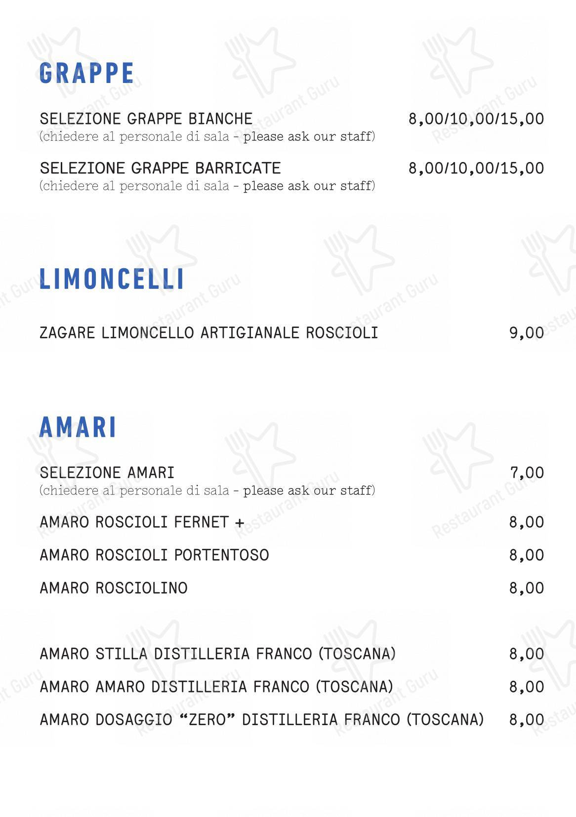 Menu pour Roscioli Salumeria con Cucina - Детское