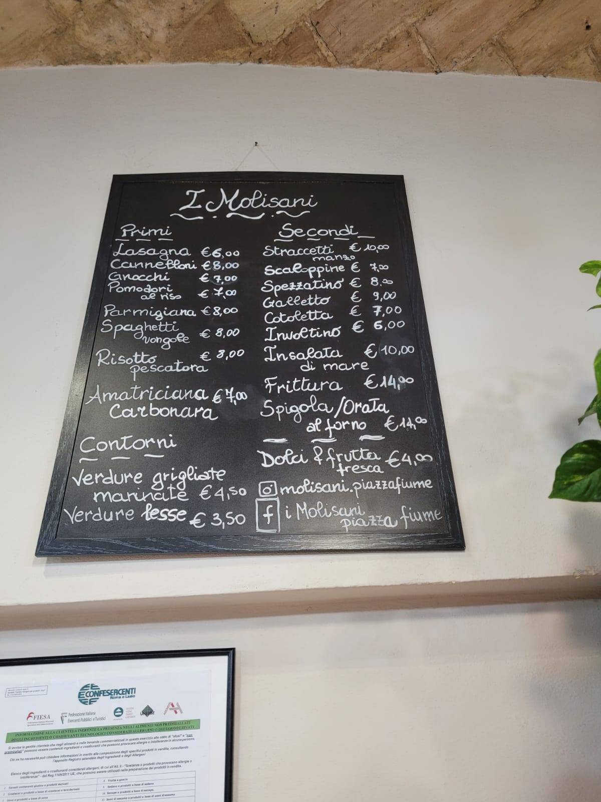 Menu di Rosticceria Pizzeria Tavola Calda I Molisani 
